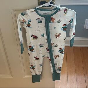 NWT Angel Dear Bamboo Woodland Animal Winter Sports Convertible Foot Pajama